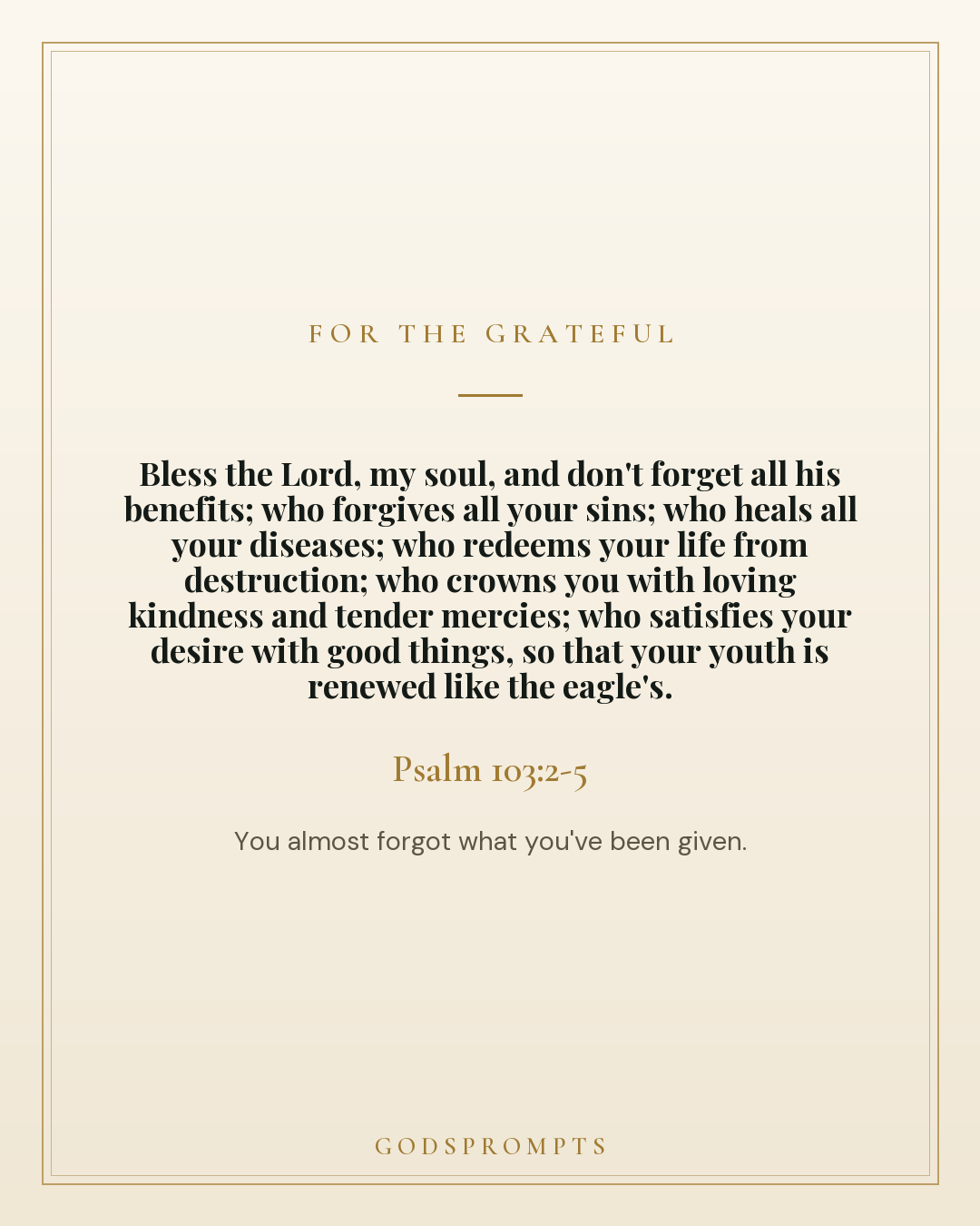 Psalm 103:2-5 scripture card